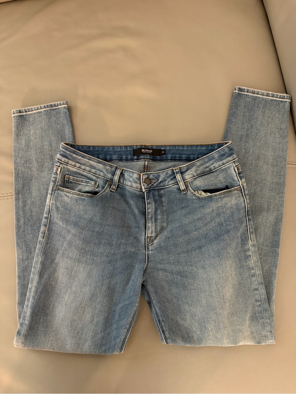 Hudson Jeans Light Wash High-Rise Skinny Jeans - Women